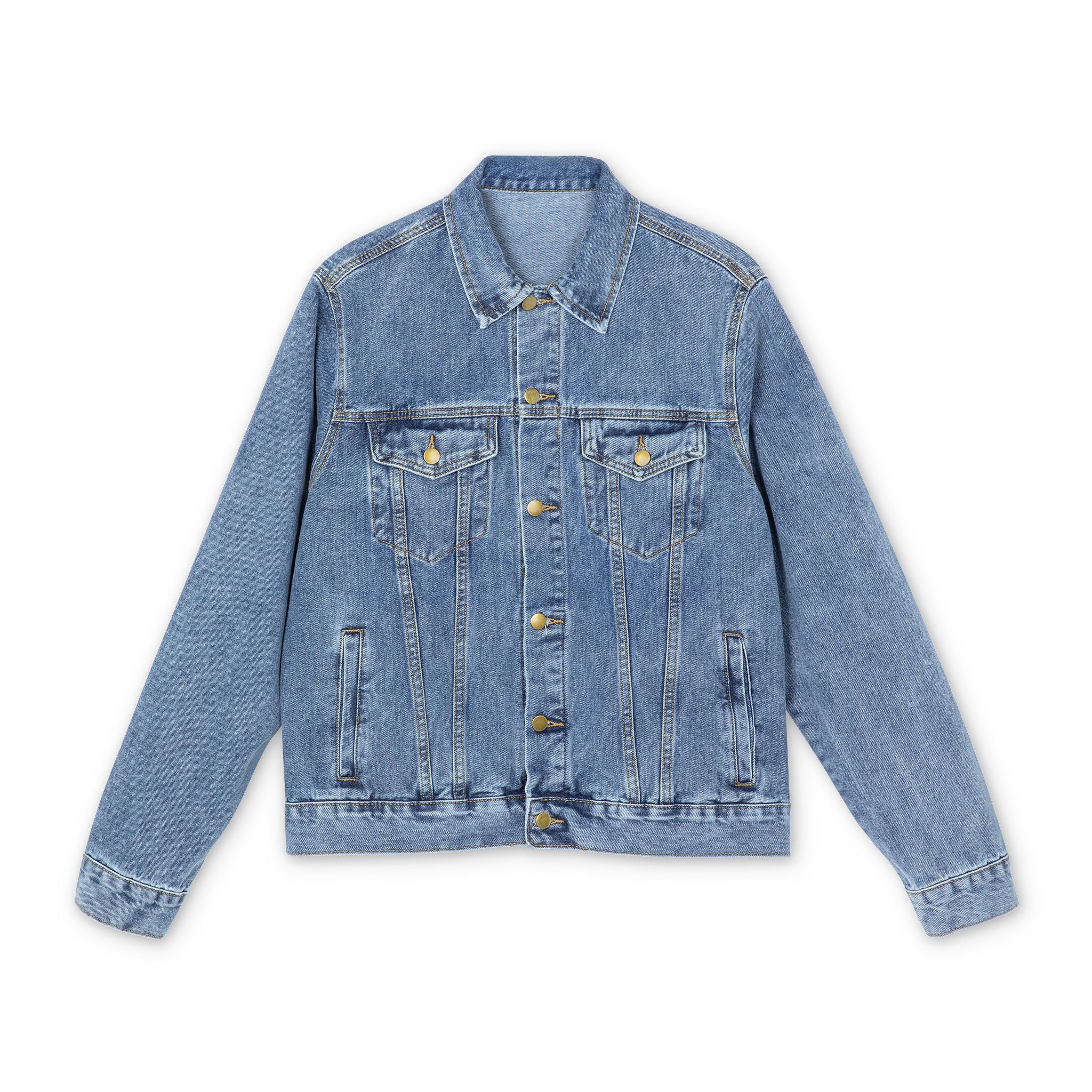 Denim Jacket — Skateboard Gold Back Patch ‘When I’m On My Board I Feel Like Gold’ - The LW Shop