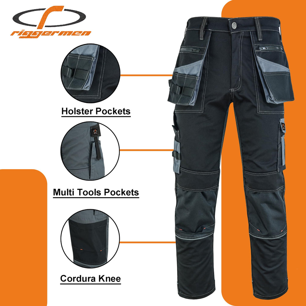 Riggermen Mens Work Pants Lightweight Cargo Tactical Trouser with Holster Pockets Relaxed Fit Safety Pants for Construction - The LW Shop
