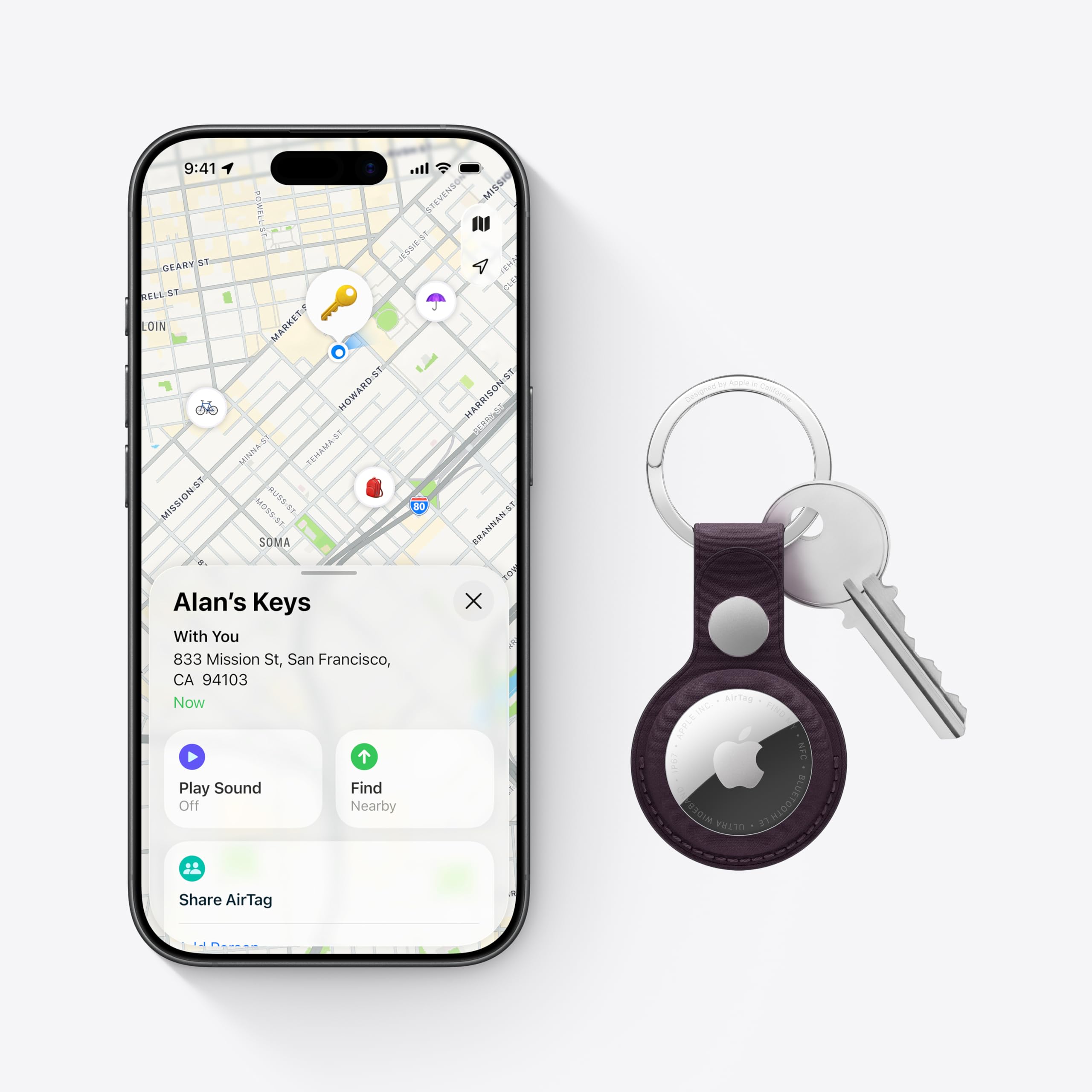 Apple AirTag (2nd Generation): Tracker for Keychain, Wallet, and More; Locator with Sound; Simple One-Tap Setup with iPhone or iPad; Key Finder with up to 1.5X Precision Finding Range