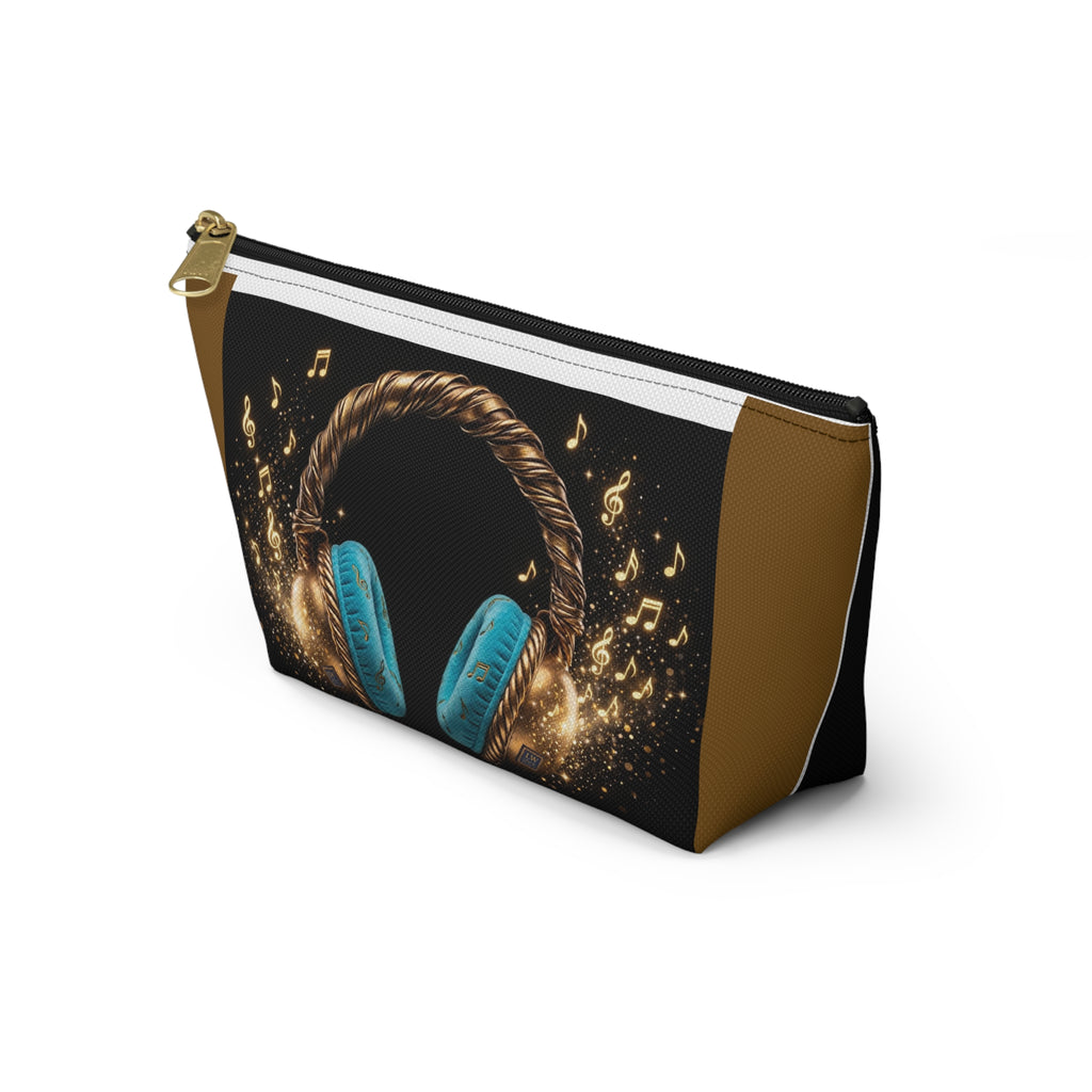 Music Headphones Accessory Pouch — Sparkling Stereo Zip T-Bottom Bag - The LW Shop
