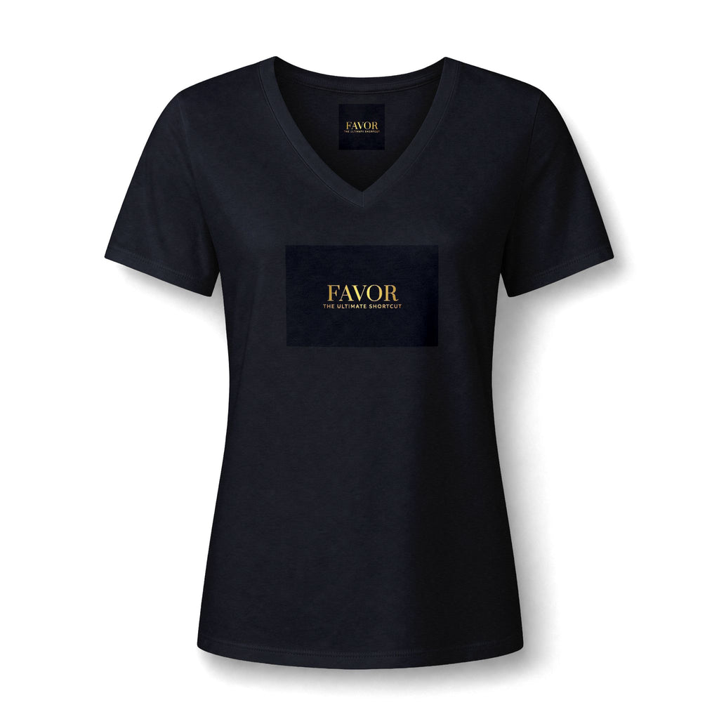 V-Neck Tee — 'Favor Heavens Favorite' Gold Script Graphic - The LW Shop