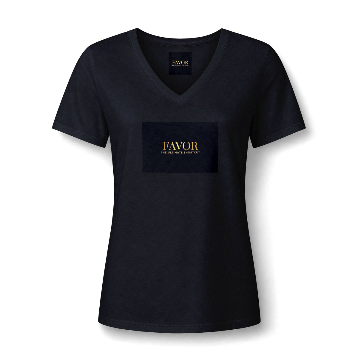 V-Neck Tee — 'Favor Heavens Favorite' Gold Script Graphic - The LW Shop
