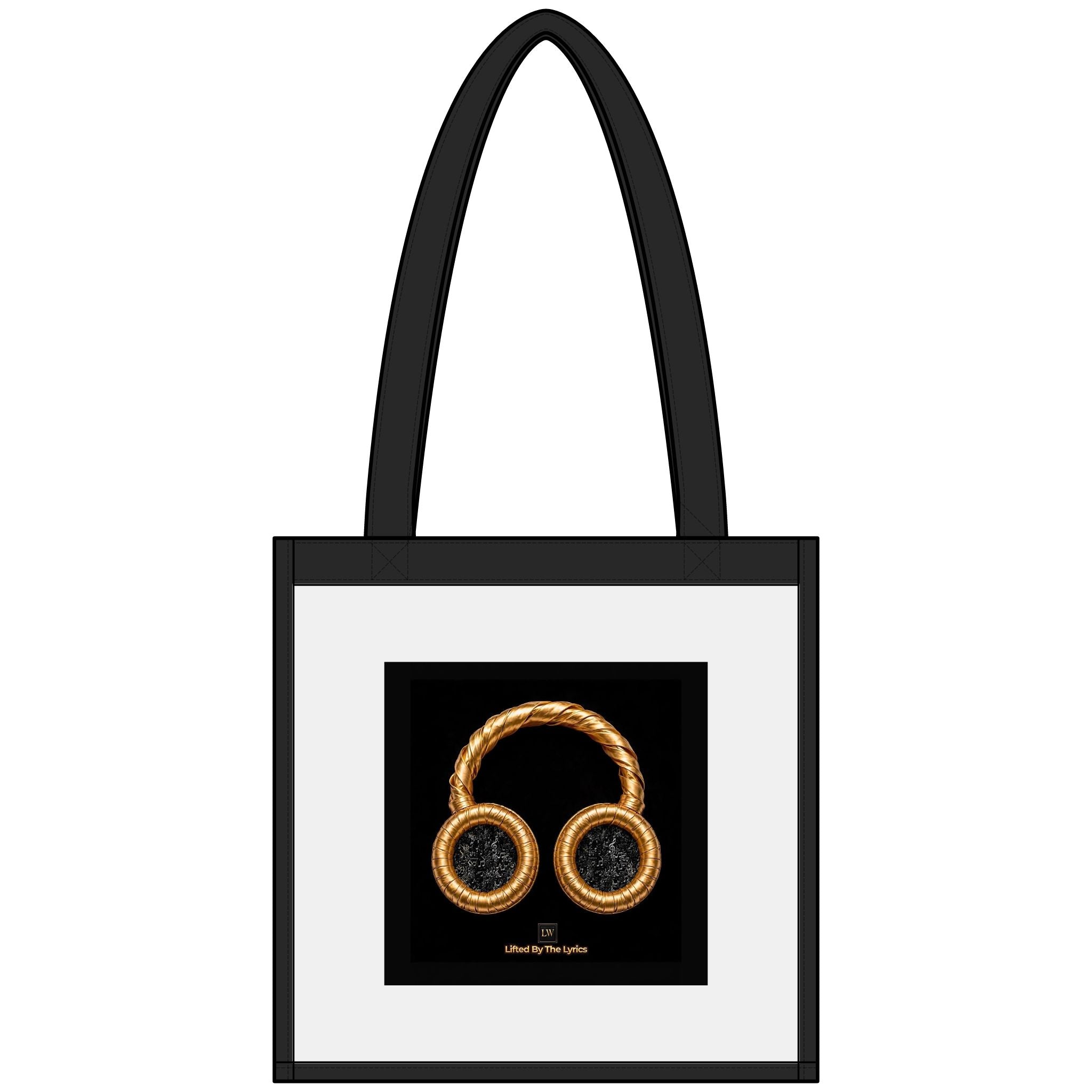 Gold Headphones Clear Stadium Tote — Transparent Game Day Bag