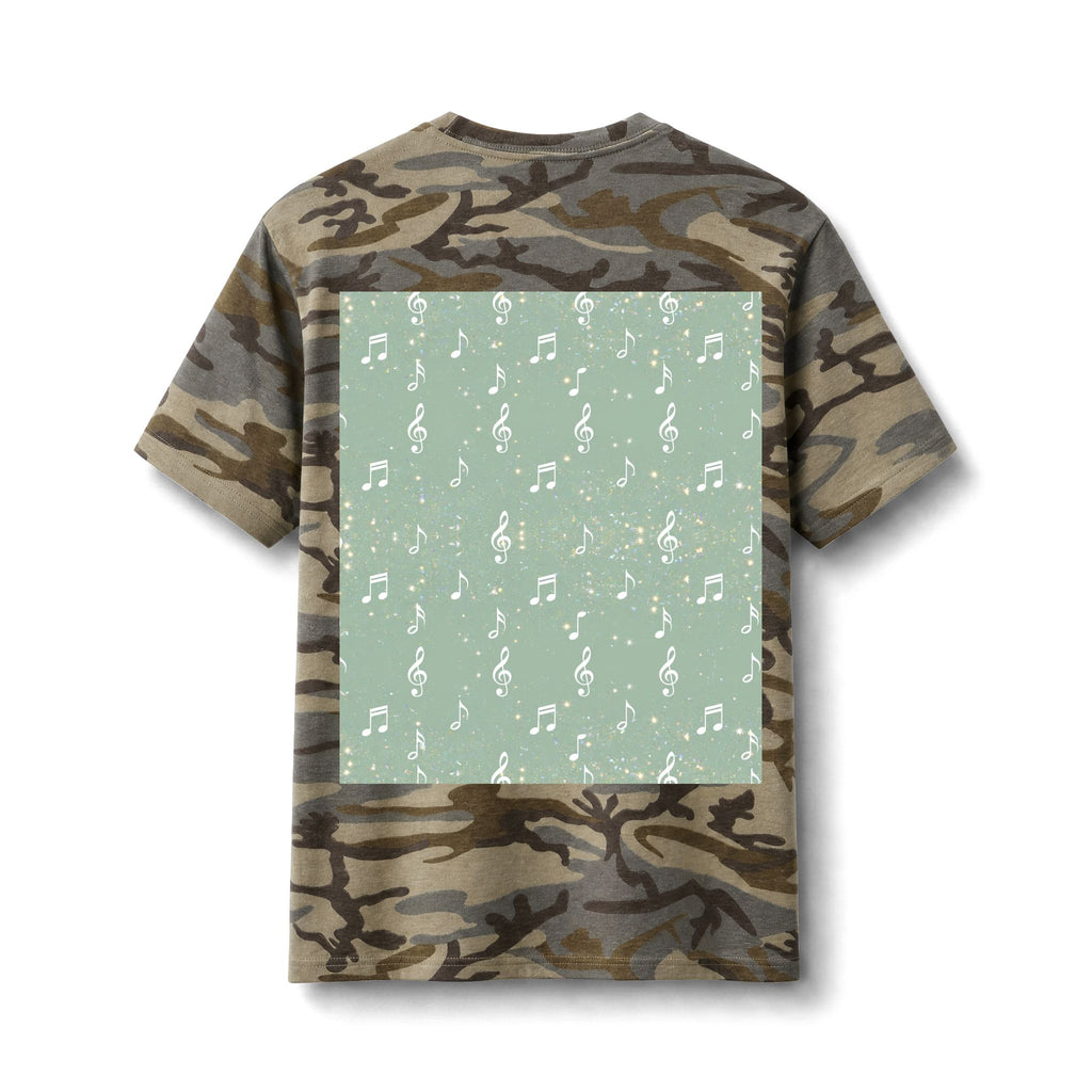 Camo Music Tee — Olive Camo T-Shirt with Golden Headphones Print