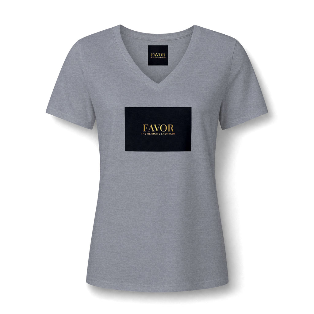 V-Neck Tee — 'Favor Heavens Favorite' Gold Script Graphic - The LW Shop