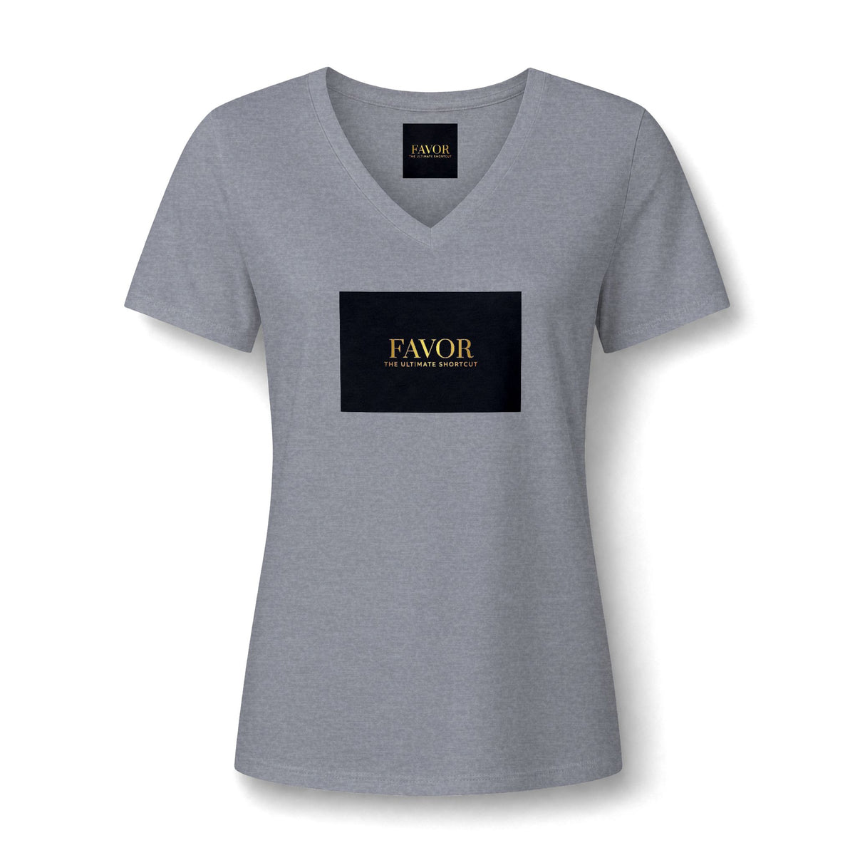 V-Neck Tee — 'Favor Heavens Favorite' Gold Script Graphic - The LW Shop