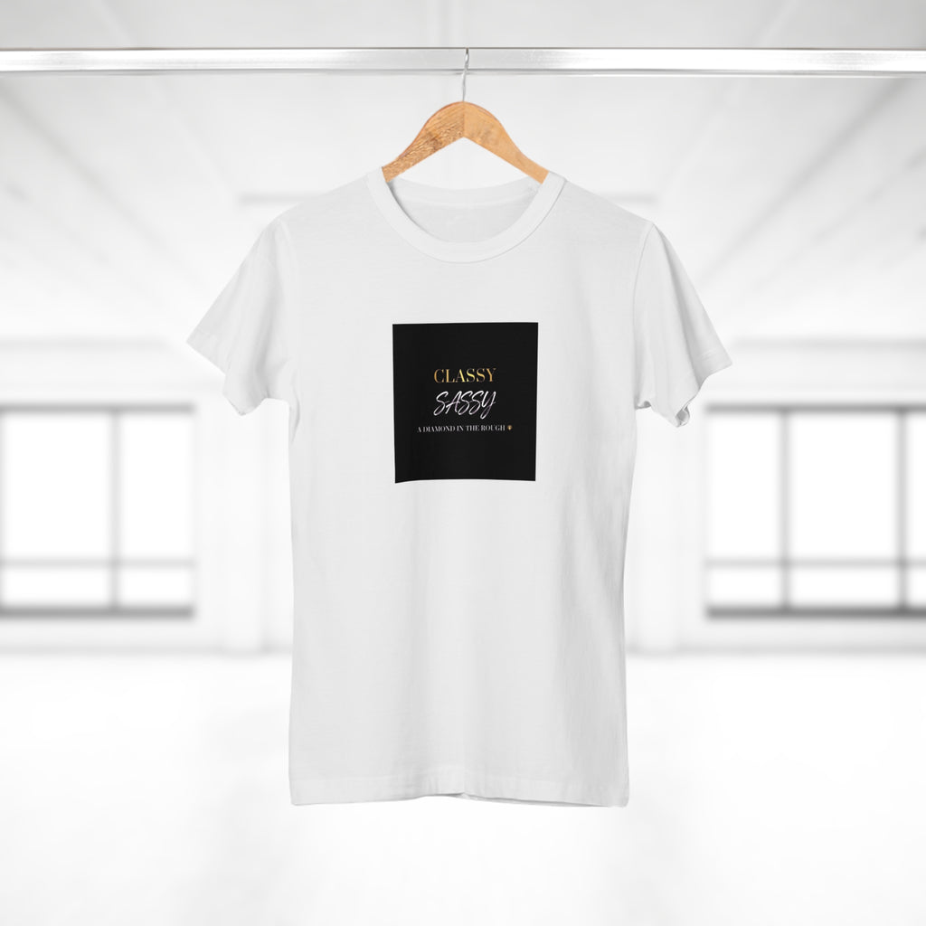 Classy Sassy A diamond in the rough Women's T-Shirt — Elegant Gold Script Graphic Tee