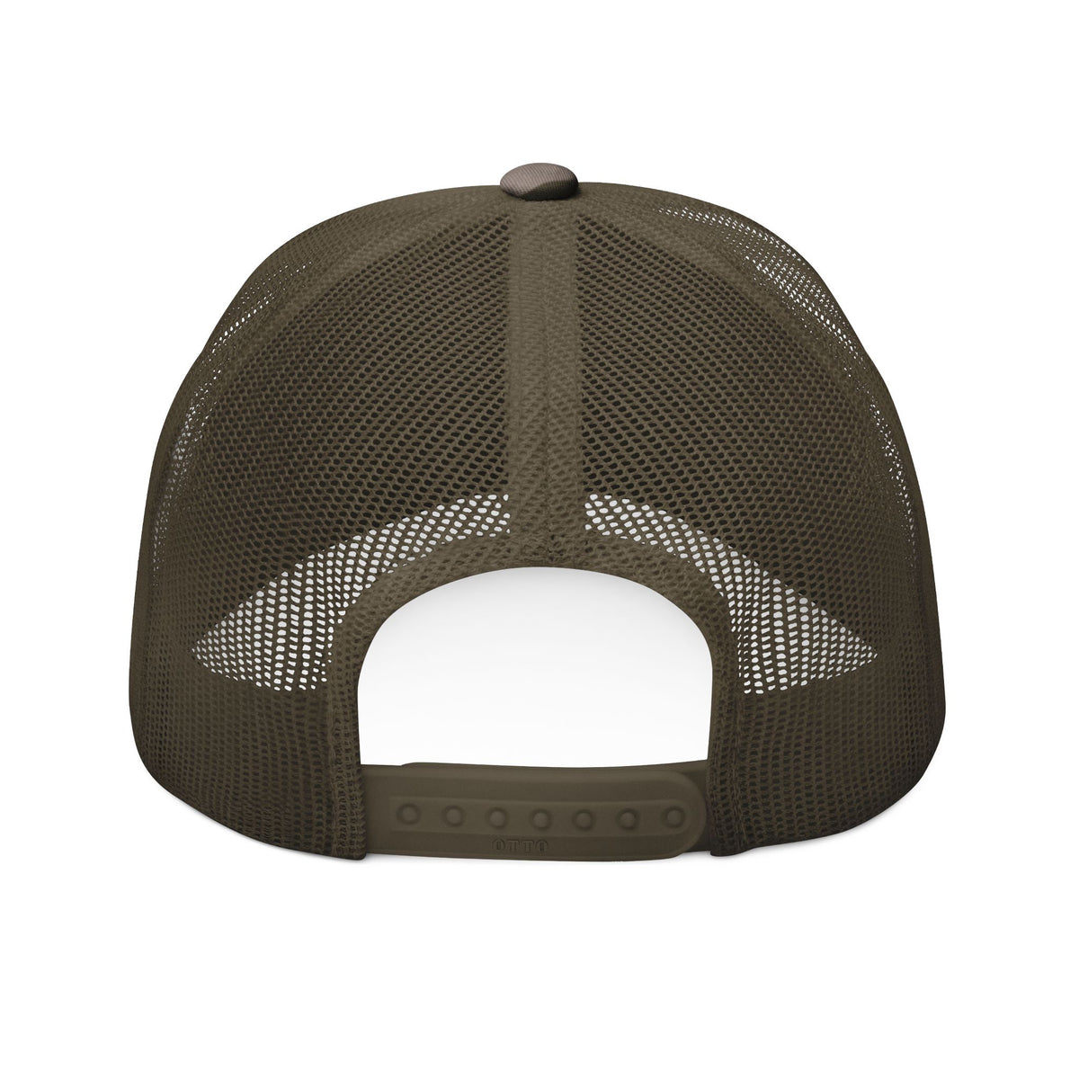 Camo Trucker Hat — Embroidered Flaming Headphones Patch - The LW Shop