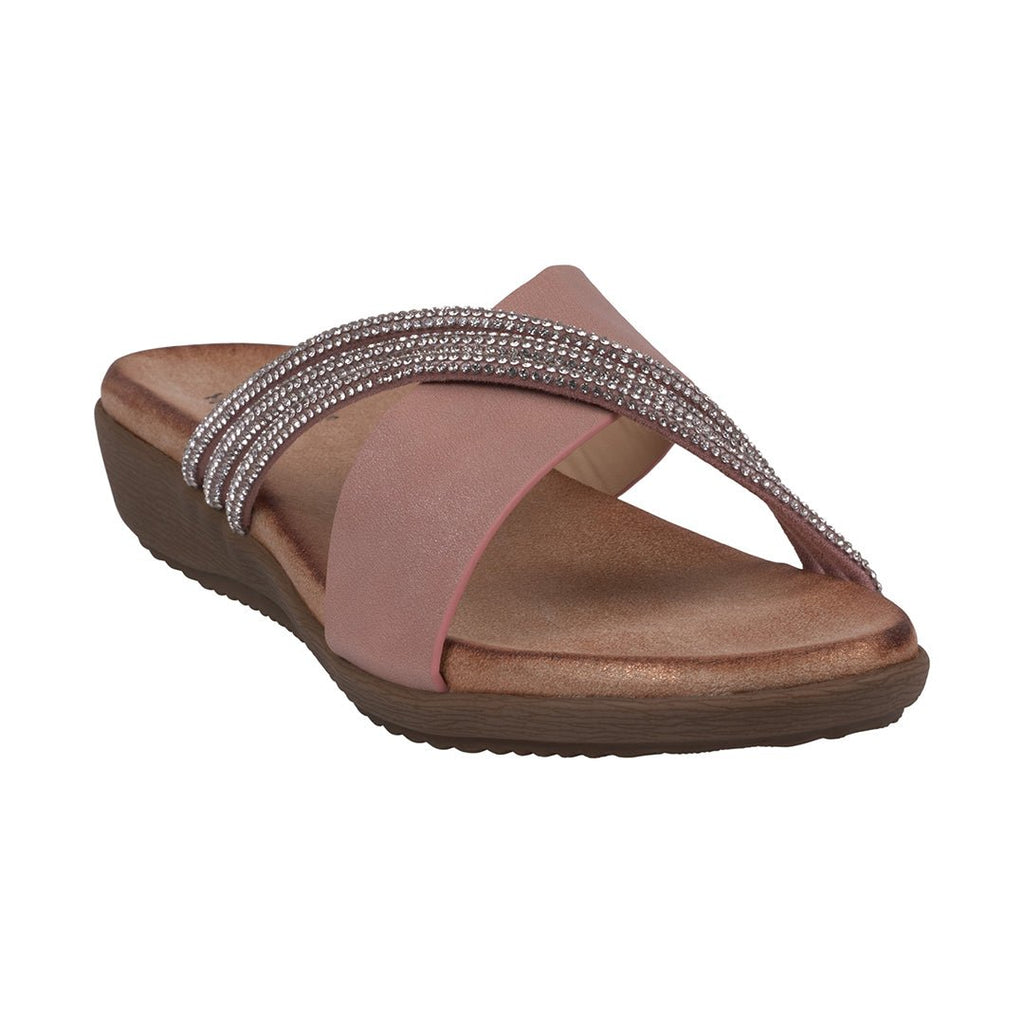 Women's Iris Blush Embellished Asymmetrical Flat Sandals - The LW Shop