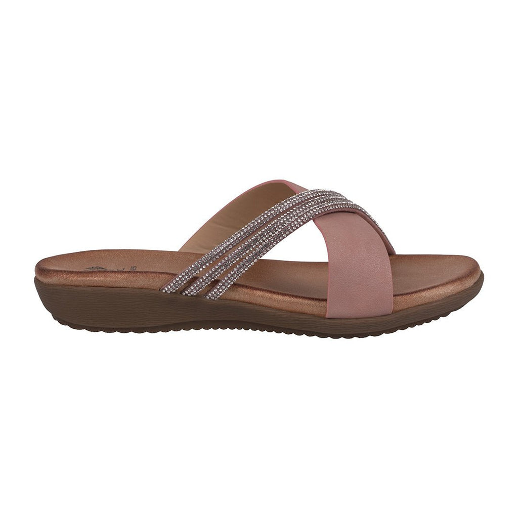 Women's Iris Blush Embellished Asymmetrical Flat Sandals - The LW Shop