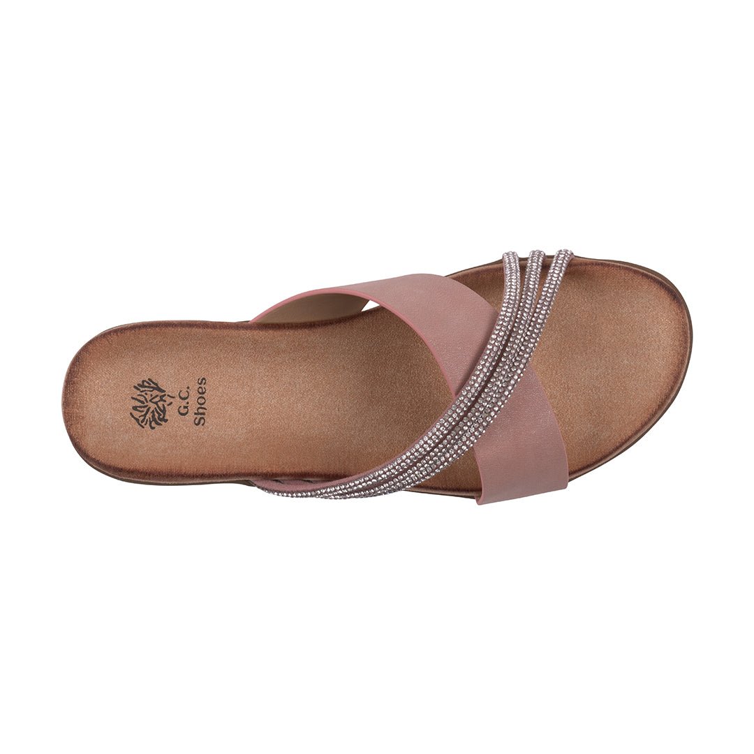 Women's Iris Blush Embellished Asymmetrical Flat Sandals - The LW Shop