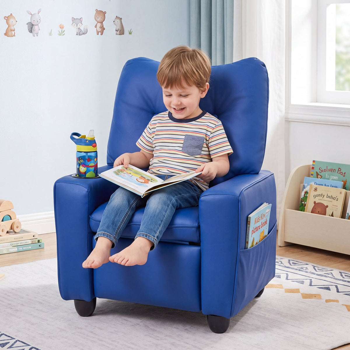 Kids Recliner Chair with Cup Holder and Adjustable Backrest - The LW Shop