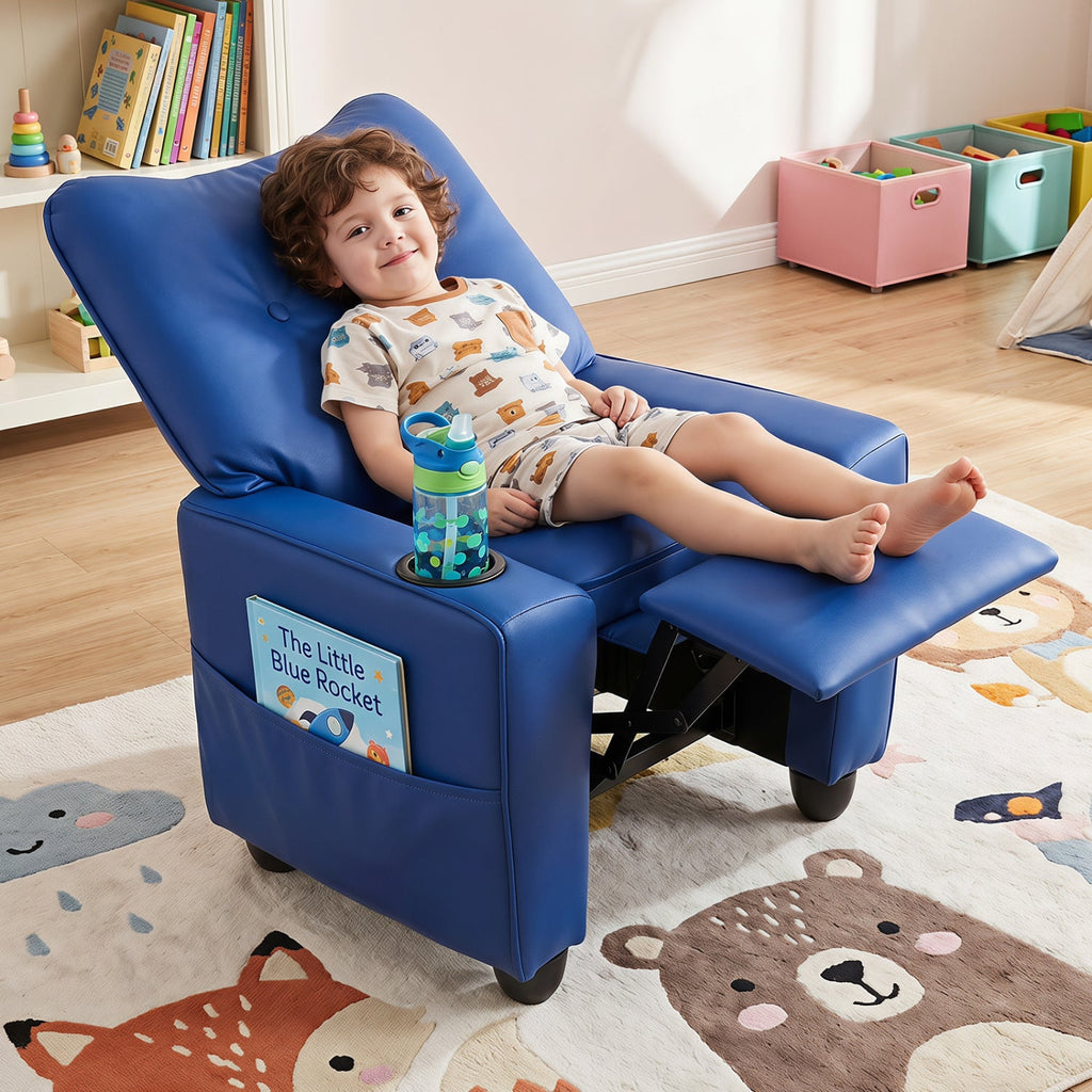 Kids Recliner Chair with Cup Holder and Adjustable Backrest - The LW Shop