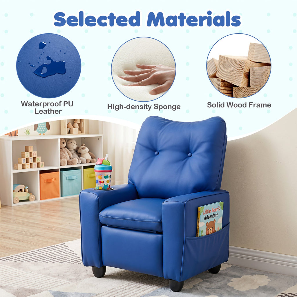 Kids Recliner Chair with Cup Holder and Adjustable Backrest - The LW Shop