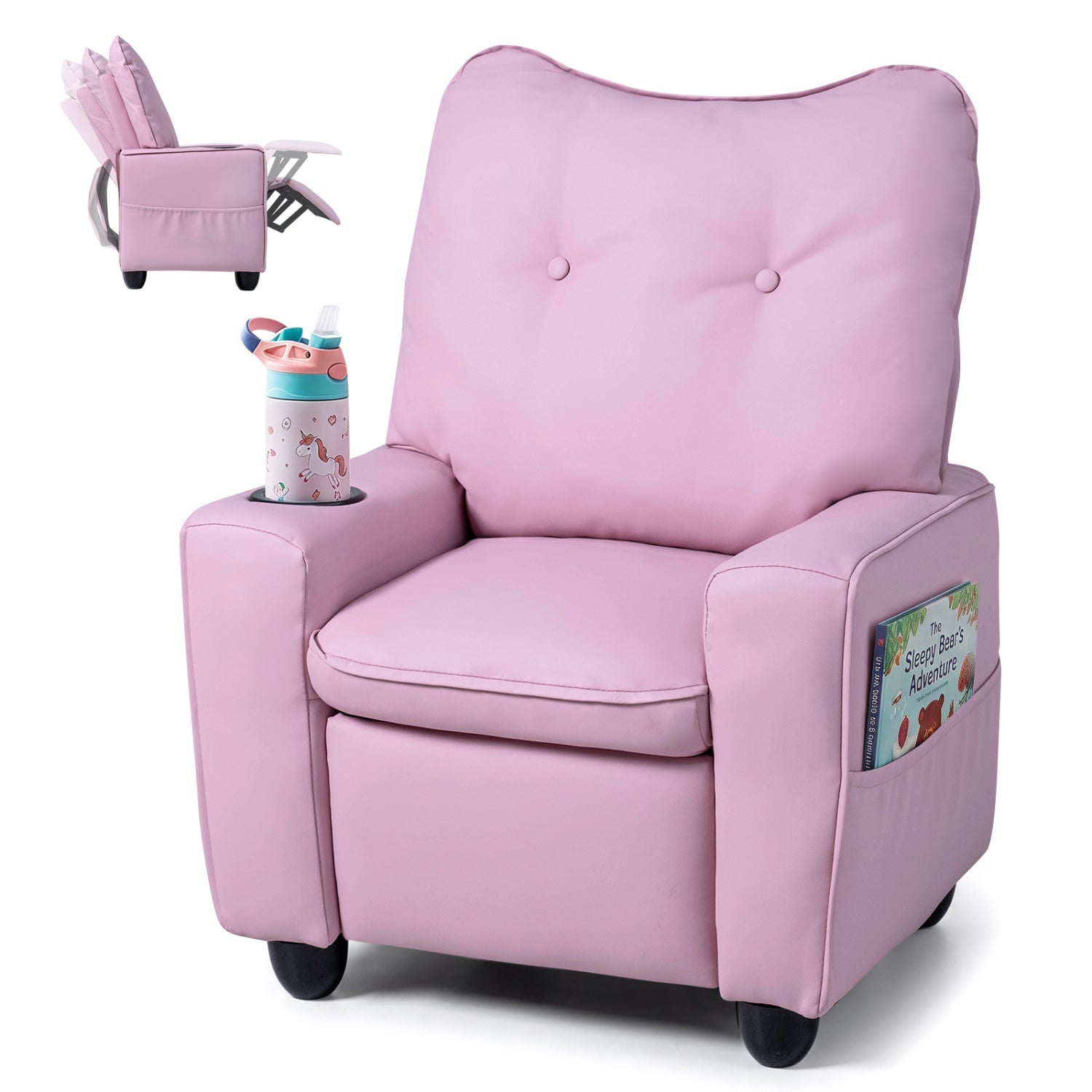 Kids Recliner Chair with Cup Holder and Adjustable Backrest - The LW Shop