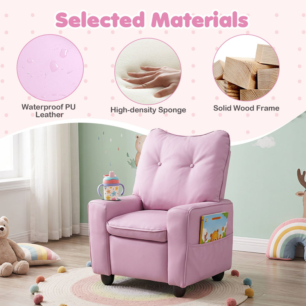 Kids Recliner Chair with Cup Holder and Adjustable Backrest - The LW Shop