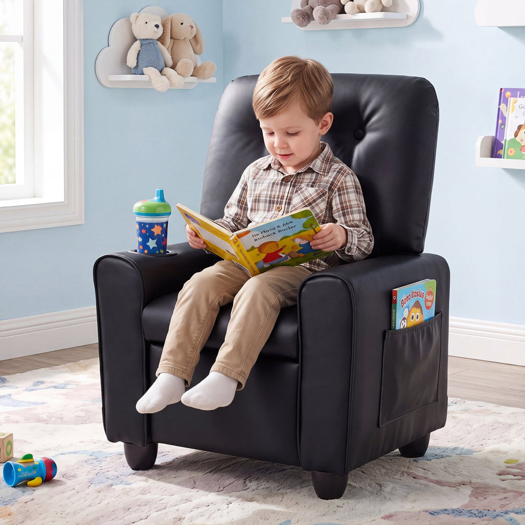Kids Recliner Chair with Cup Holder & Adjustable Backrest - The LW Shop
