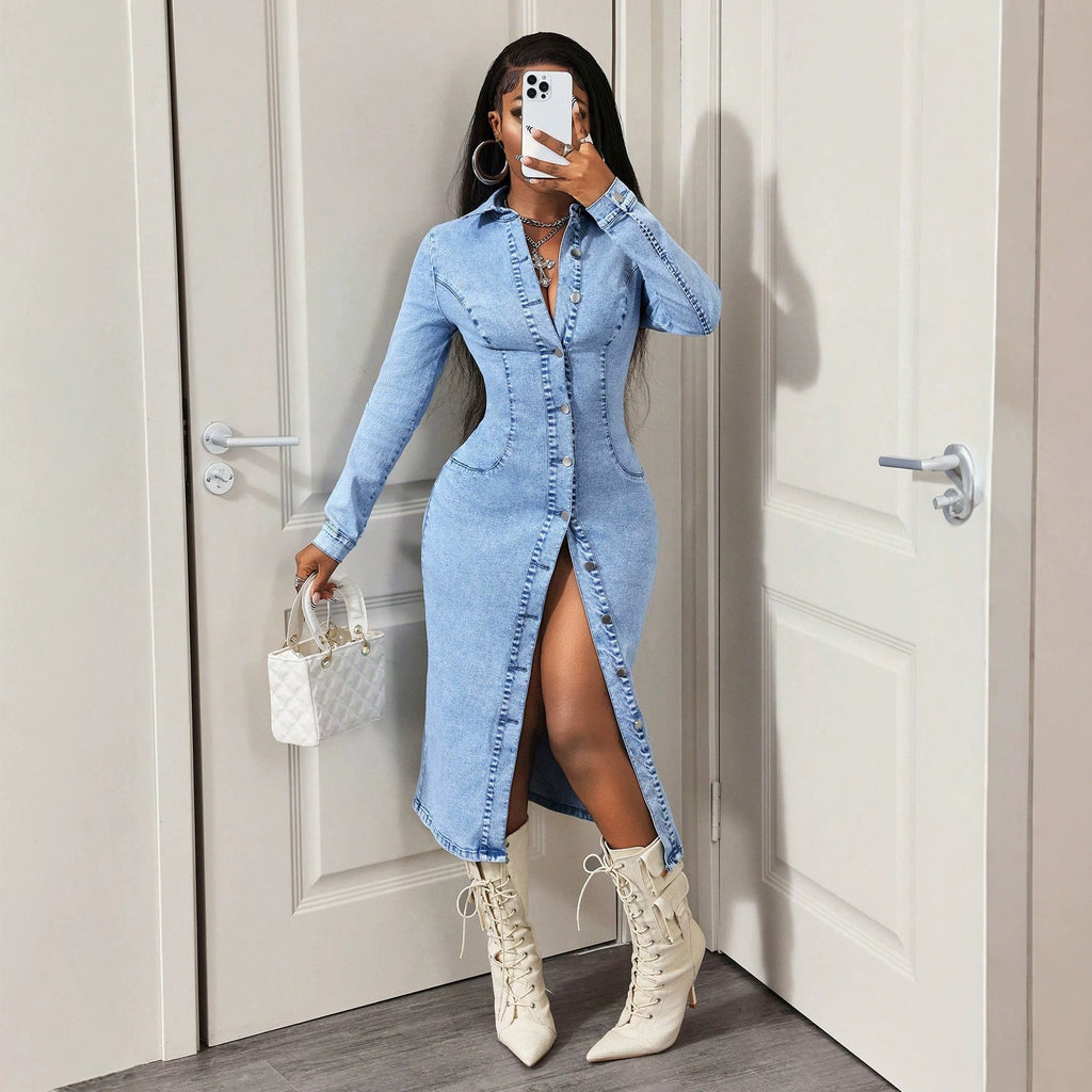 Casual Outing Women Denim One Piece Dress - The LW Shop