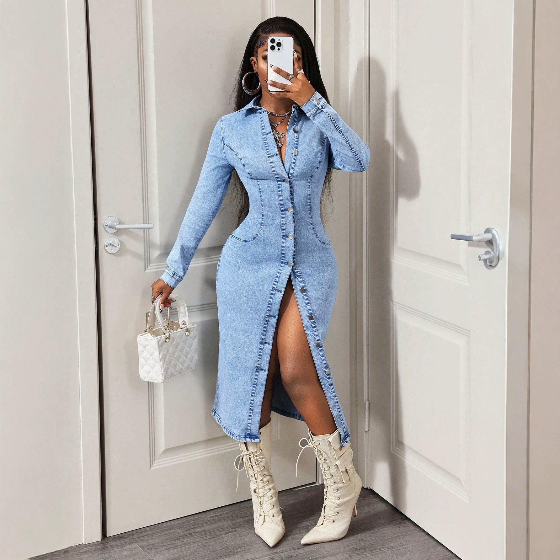 Casual Outing Women Denim One Piece Dress - The LW Shop