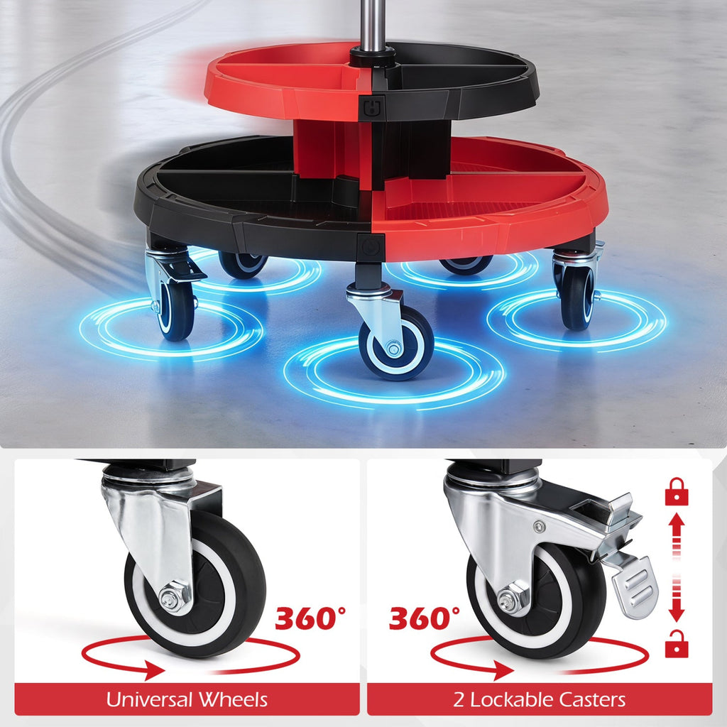 Rolling Mechanic Stool with Adjustable Height and Tool Trays - The LW Shop