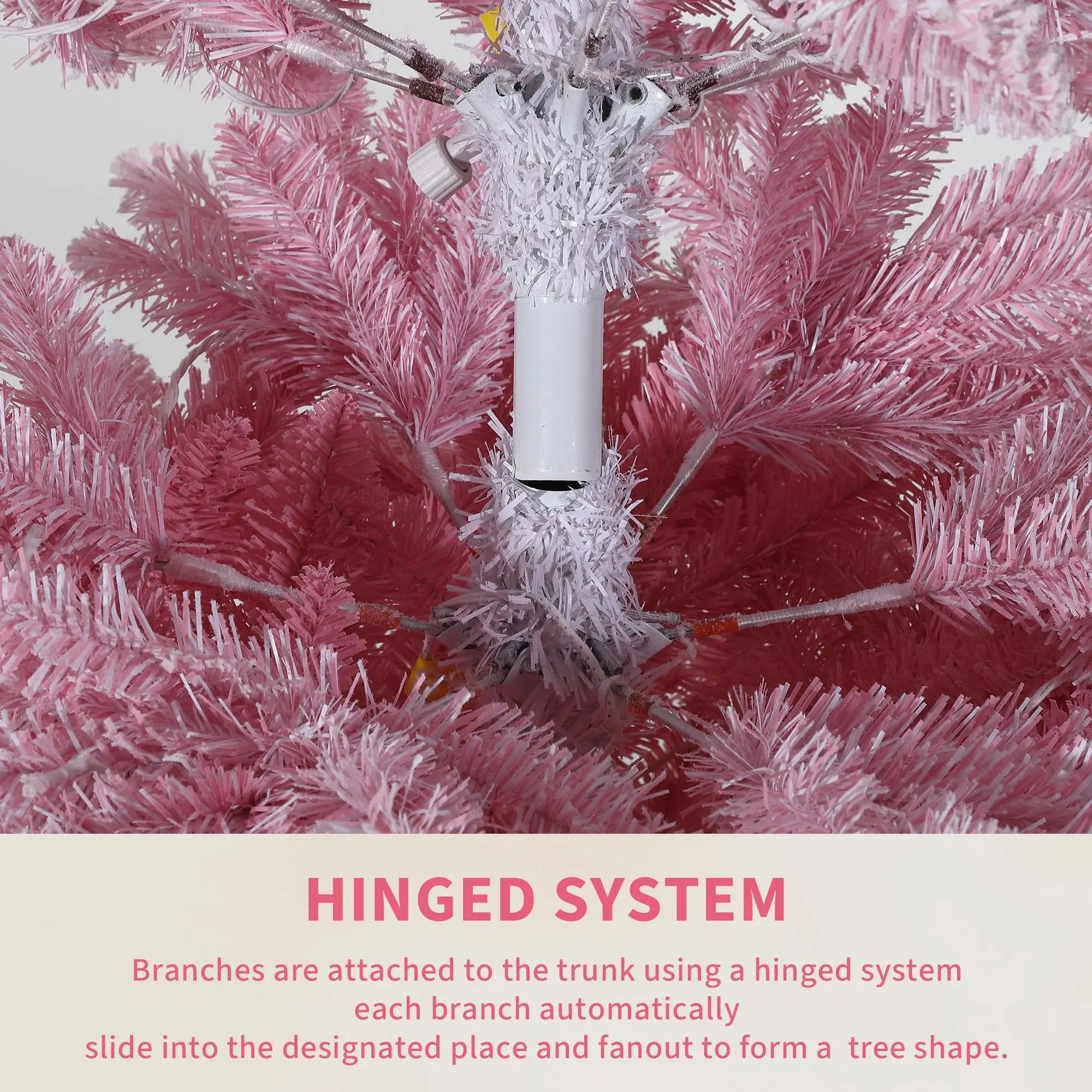 4.5 ft Prelit Artificial Christmas Tree with 100 RGB & Warm White Lights, Pre-Lit Snow Flocked Christmas Tree, Foldable Base for Home Office Party Holiday Decor - The LW Shop