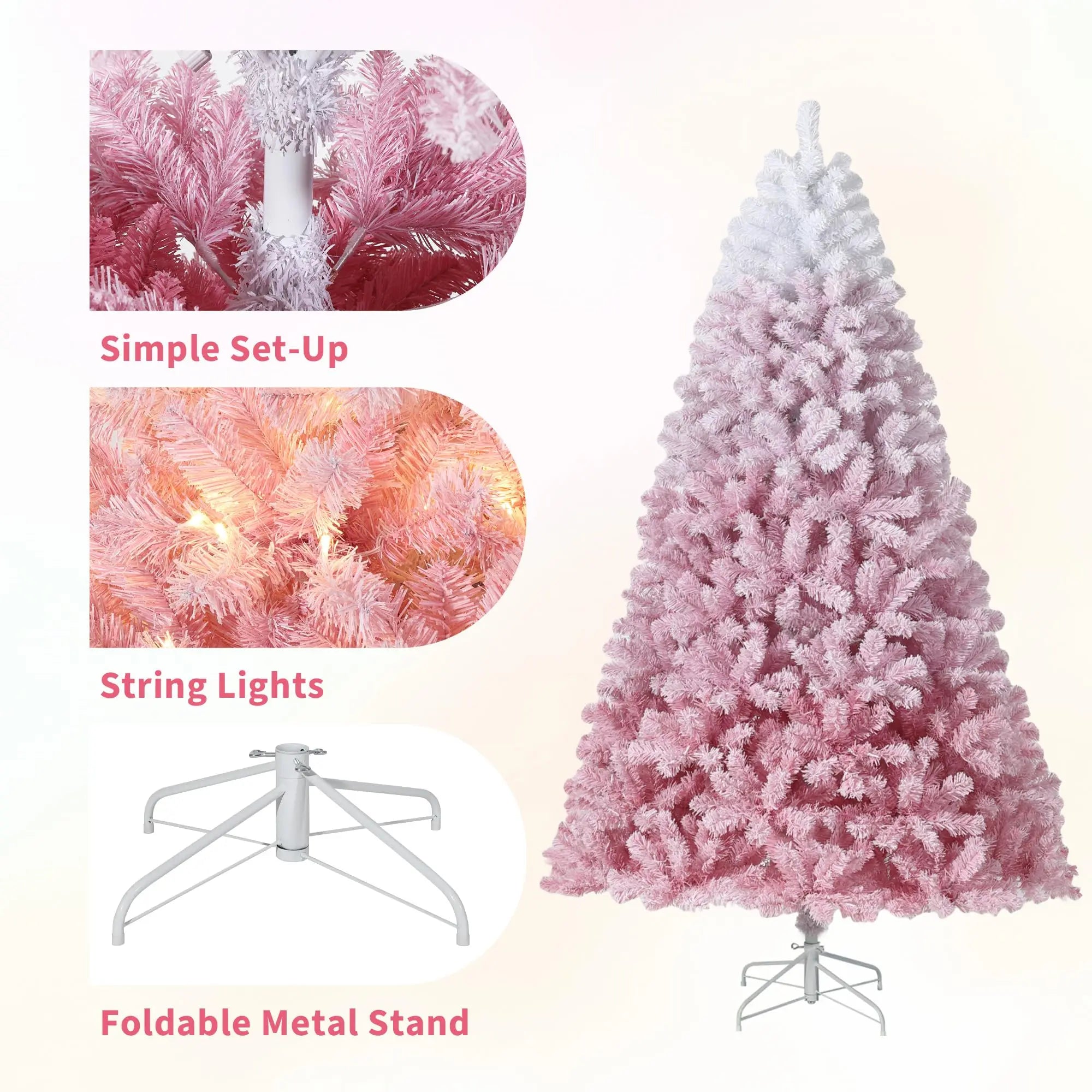 4.5 ft Prelit Artificial Christmas Tree with 100 RGB & Warm White Lights, Pre-Lit Snow Flocked Christmas Tree, Foldable Base for Home Office Party Holiday Decor - The LW Shop