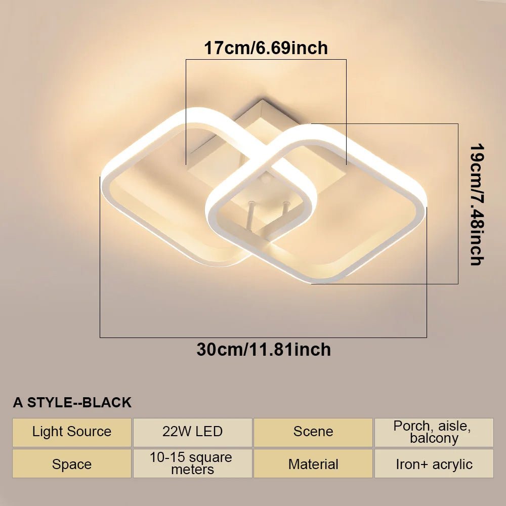 Modern LED Ceiling Lights Square Aisle Lamps Small Corridor Ceiling Fixtures for Hallway Kitchen Bedroom Stair Living Room Study - The LW Shop
