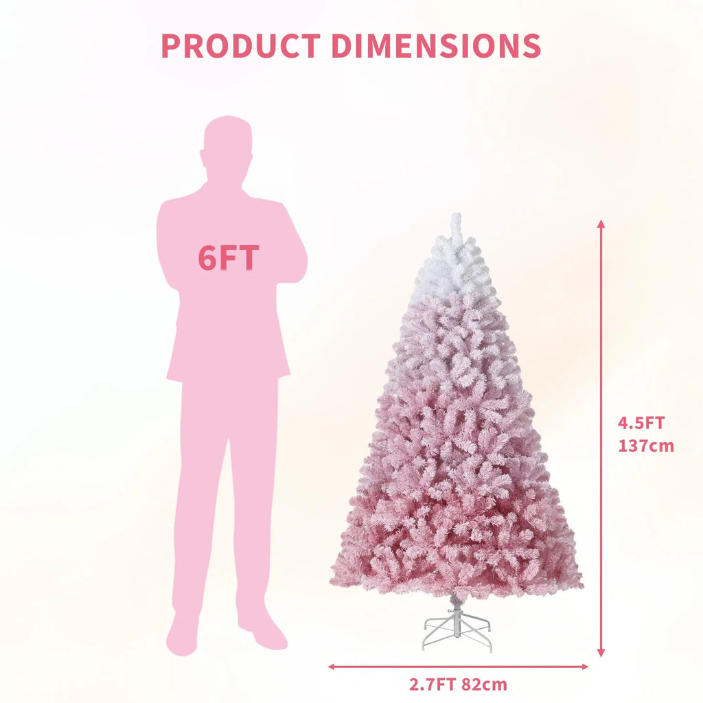4.5 ft Prelit Artificial Christmas Tree with 100 RGB & Warm White Lights, Pre-Lit Snow Flocked Christmas Tree, Foldable Base for Home Office Party Holiday Decor - The LW Shop