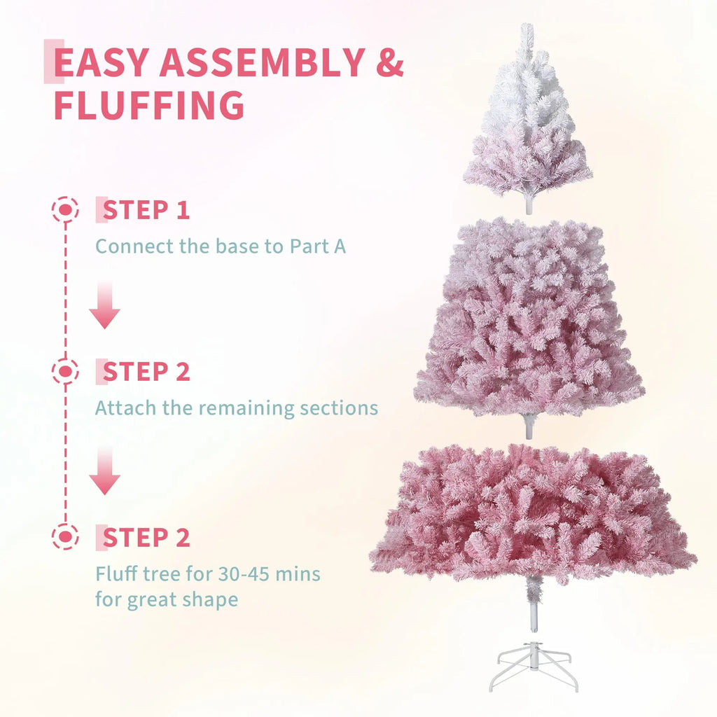4.5 ft Prelit Artificial Christmas Tree with 100 RGB & Warm White Lights, Pre-Lit Snow Flocked Christmas Tree, Foldable Base for Home Office Party Holiday Decor - The LW Shop