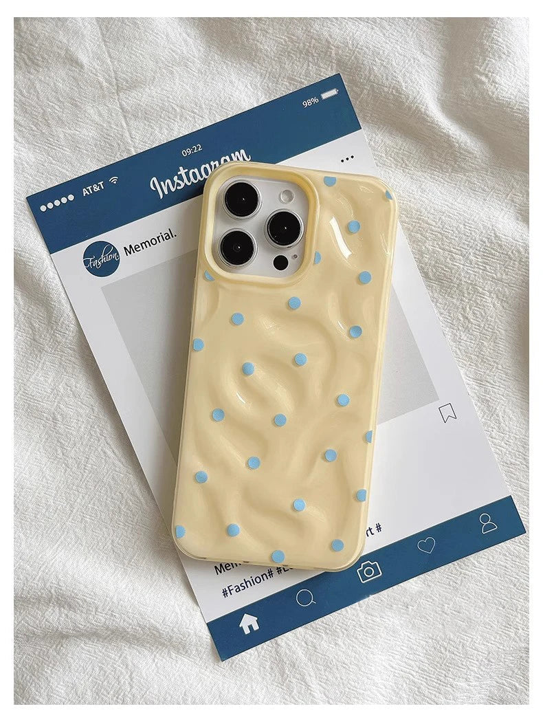 Fundas de teléfono con textura de lunares y pliegues de amor para iPhone 15 16 Pro Max Funda 13 14 Pro de silicona suave a prueba de golpes y a la moda