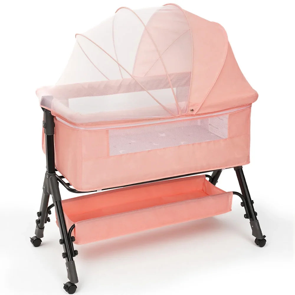 Portable Baby Bassinet Bedside Sleeper With 360 Degree Mesh Window