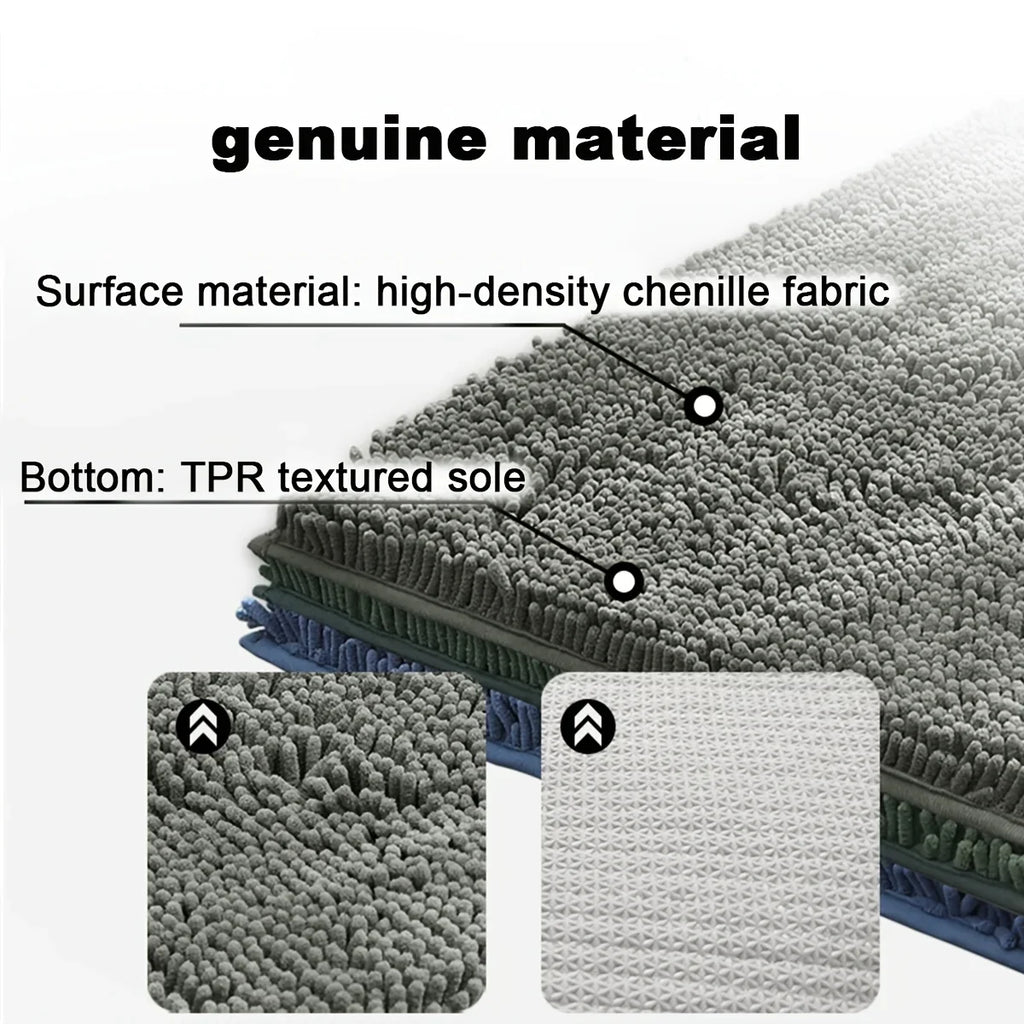 XM-Luvetoria Ultra Soft Chenille Bath Mat Super Absorbent Machine Washable