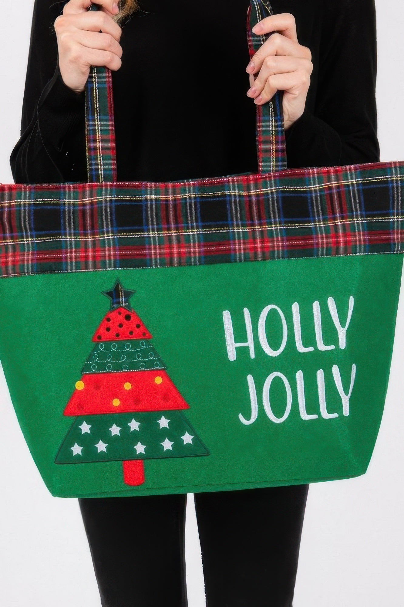 Holly Jolly Letter Christmastree Christmas Totebag - The LW Shop