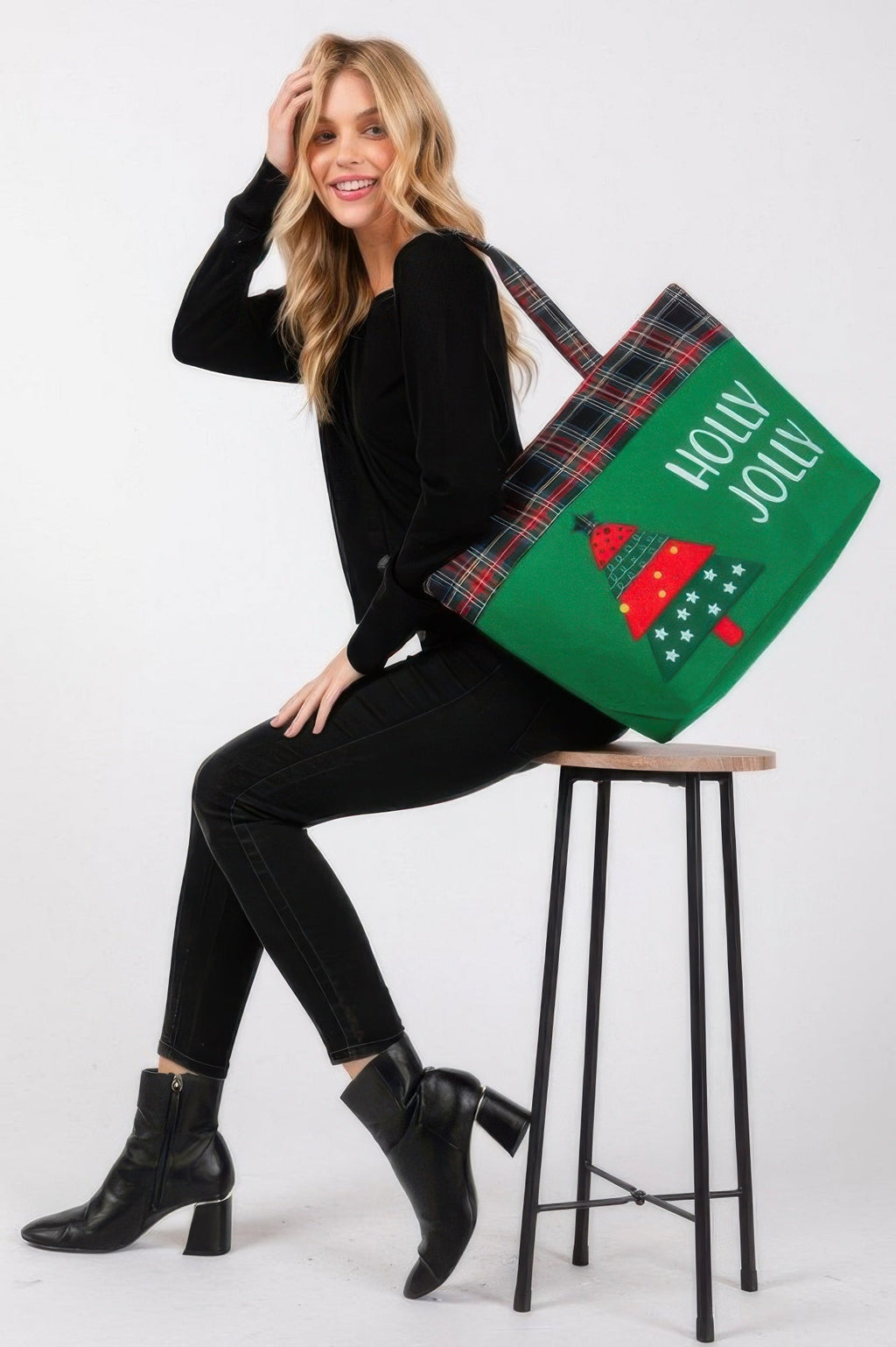 Holly Jolly Letter Christmastree Christmas Totebag - The LW Shop