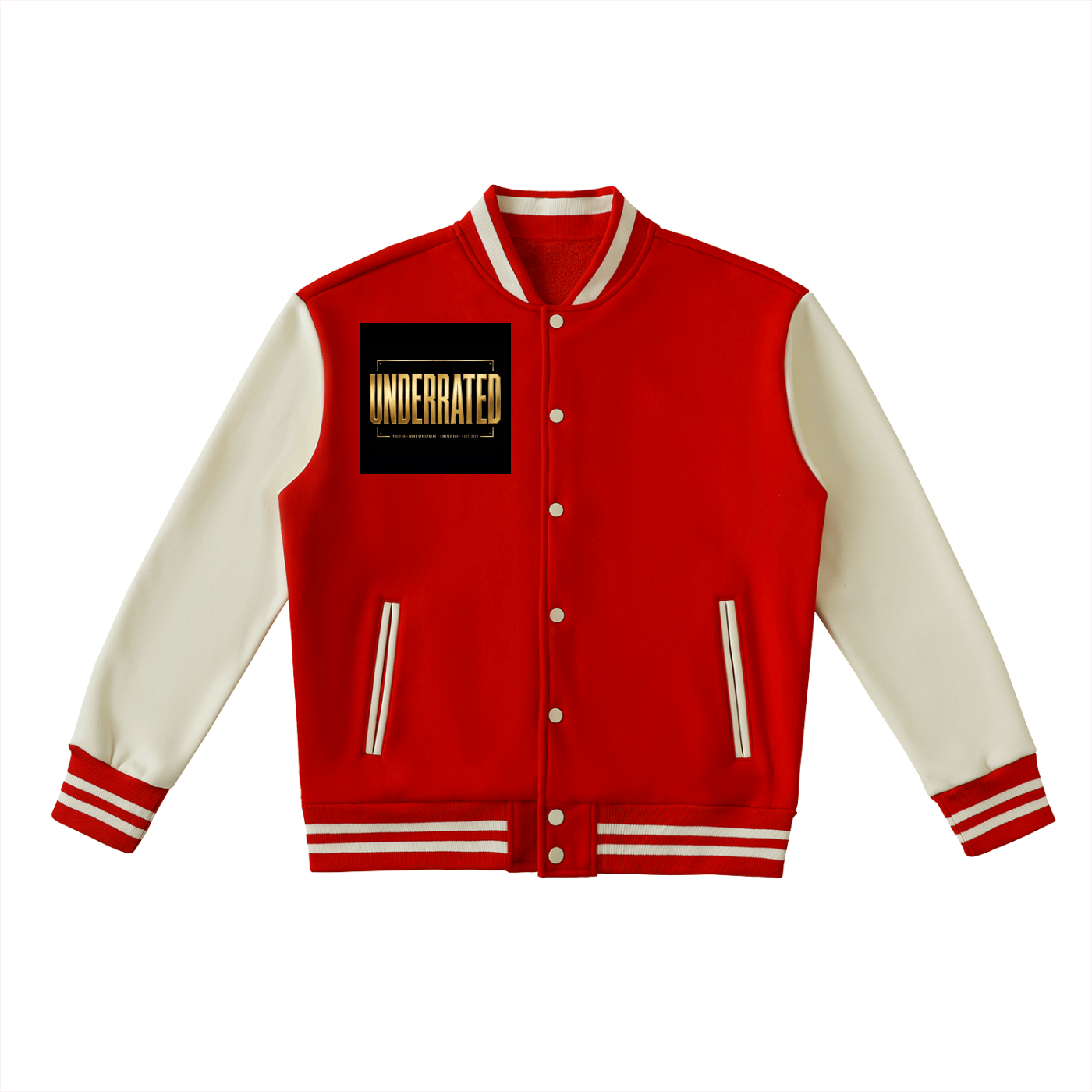 Underrated Two-Tone Fleeced Varsity Jacket