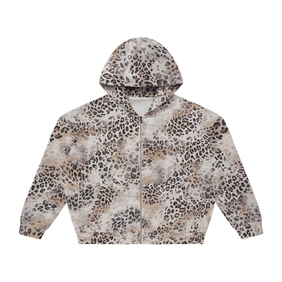 Unisex Vintage Wash Leopard Full Zip Hoodie - The LW Shop