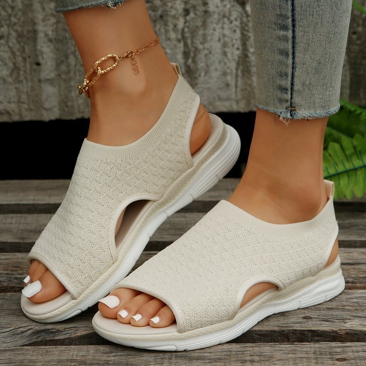 Sandalias Peep-toe para Deportes de Verano, Zapatos de Malla con Estampado de Corazones para Mujer