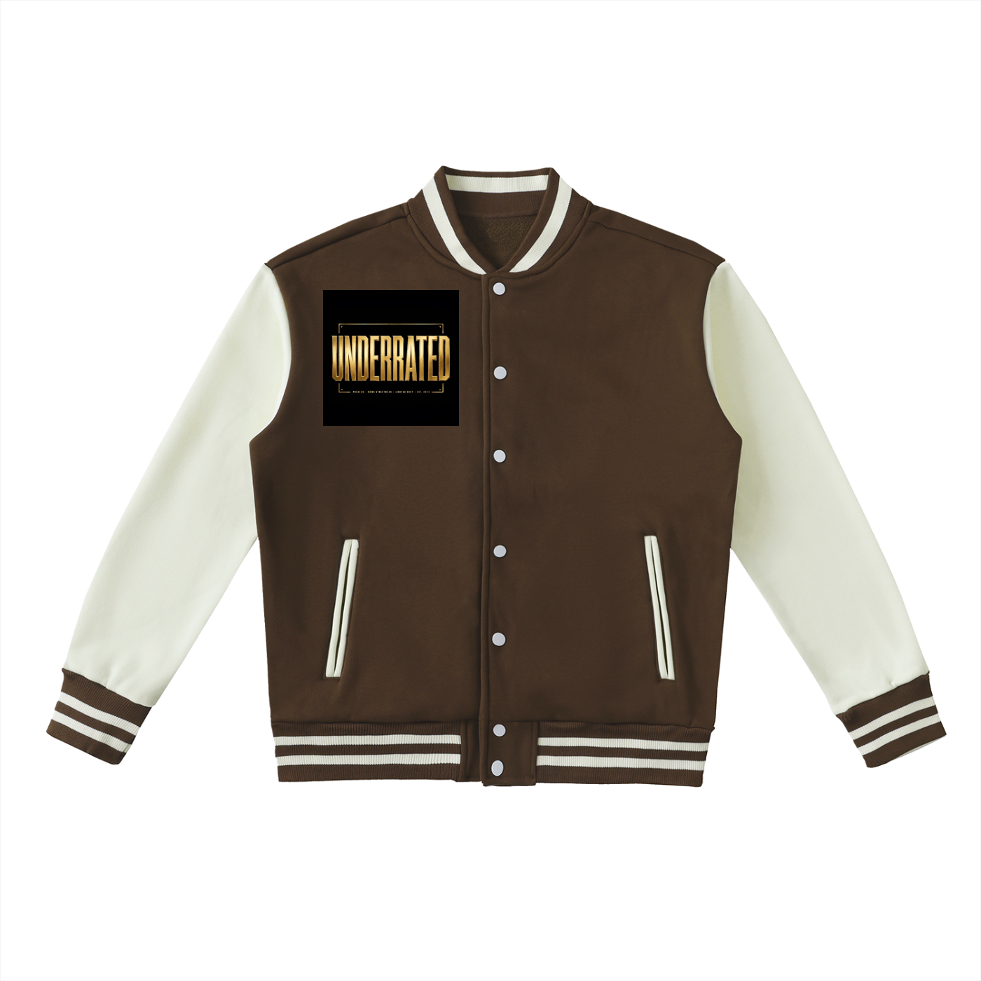 Underrated Two-Tone Fleeced Varsity Jacket