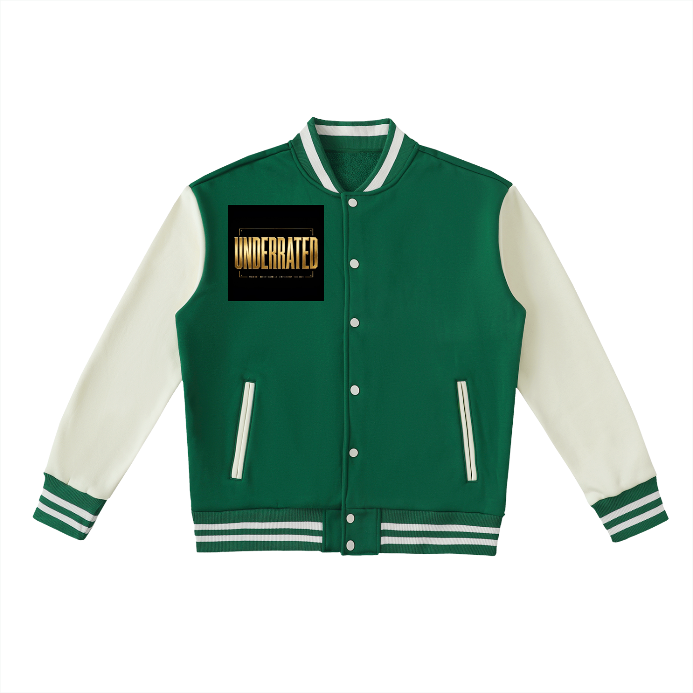 Underrated Two-Tone Fleeced Varsity Jacket
