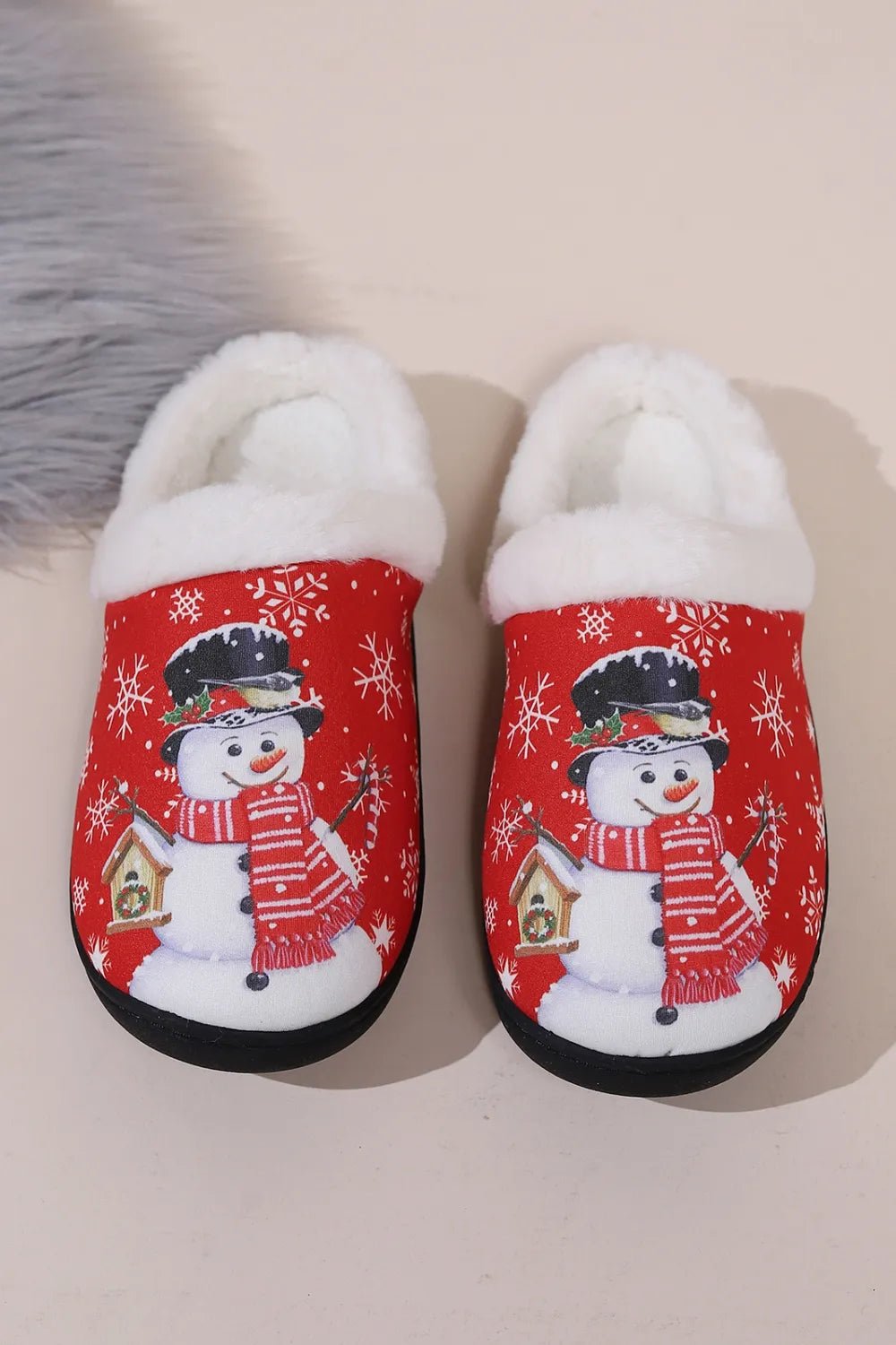 Snowman Round Toe Faux Fur Slippers - The LW Shop