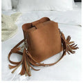 New Fashionable Scrub Women Bucket Bag Vintage Tassel Messenger Bag High Quality Shoulder Bag Simple Crossbody Bag For Females - The LW Shop